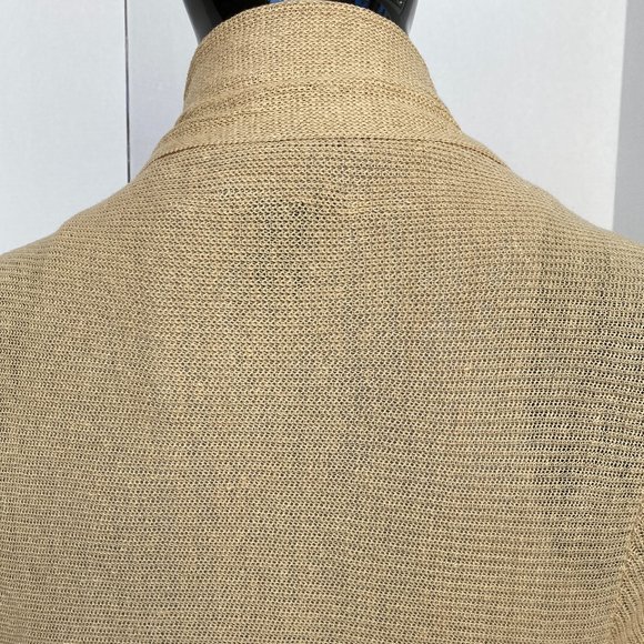 Lauren Ralph Lauren Buttery Tan Beige Ruffled Hi Lo Knit Cardigan One Size - Picture 2 of 12